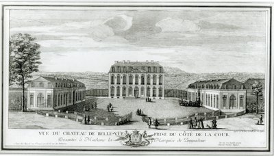 View of the Courtyard Facade of the Bellevue Castle by Jacques Rigaud